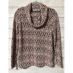 CROFT & BARROW WOMENS COWLNECK SWEATER SIZE XS New With Tags Pink Black Pullover